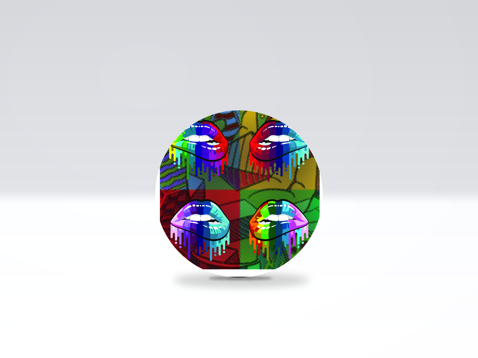 16-inch acrylic Lazy Susan in 4 Lip Pattern pattern