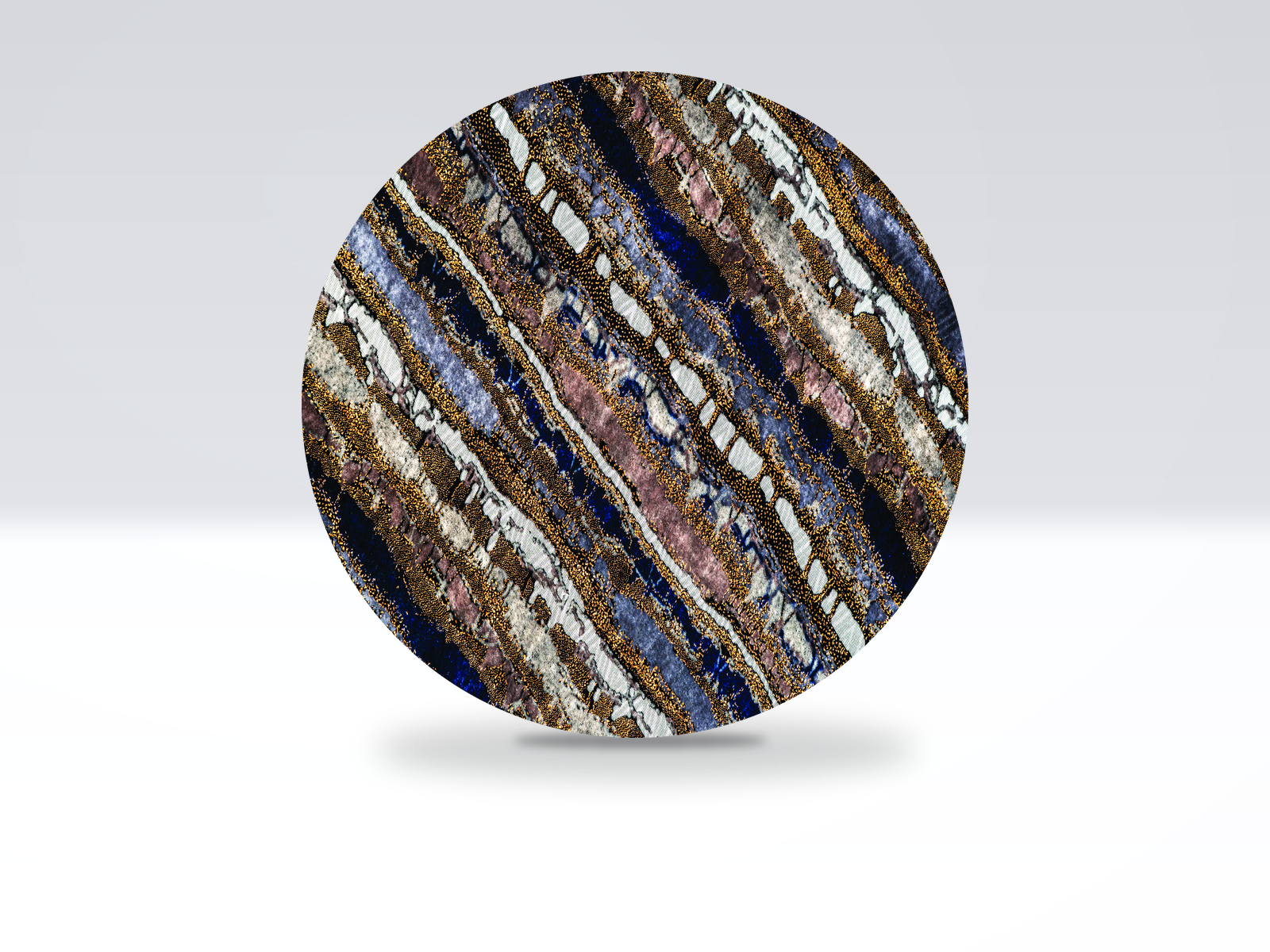 24-inch acrylic Lazy Susan in Angle Navy & Brown pattern