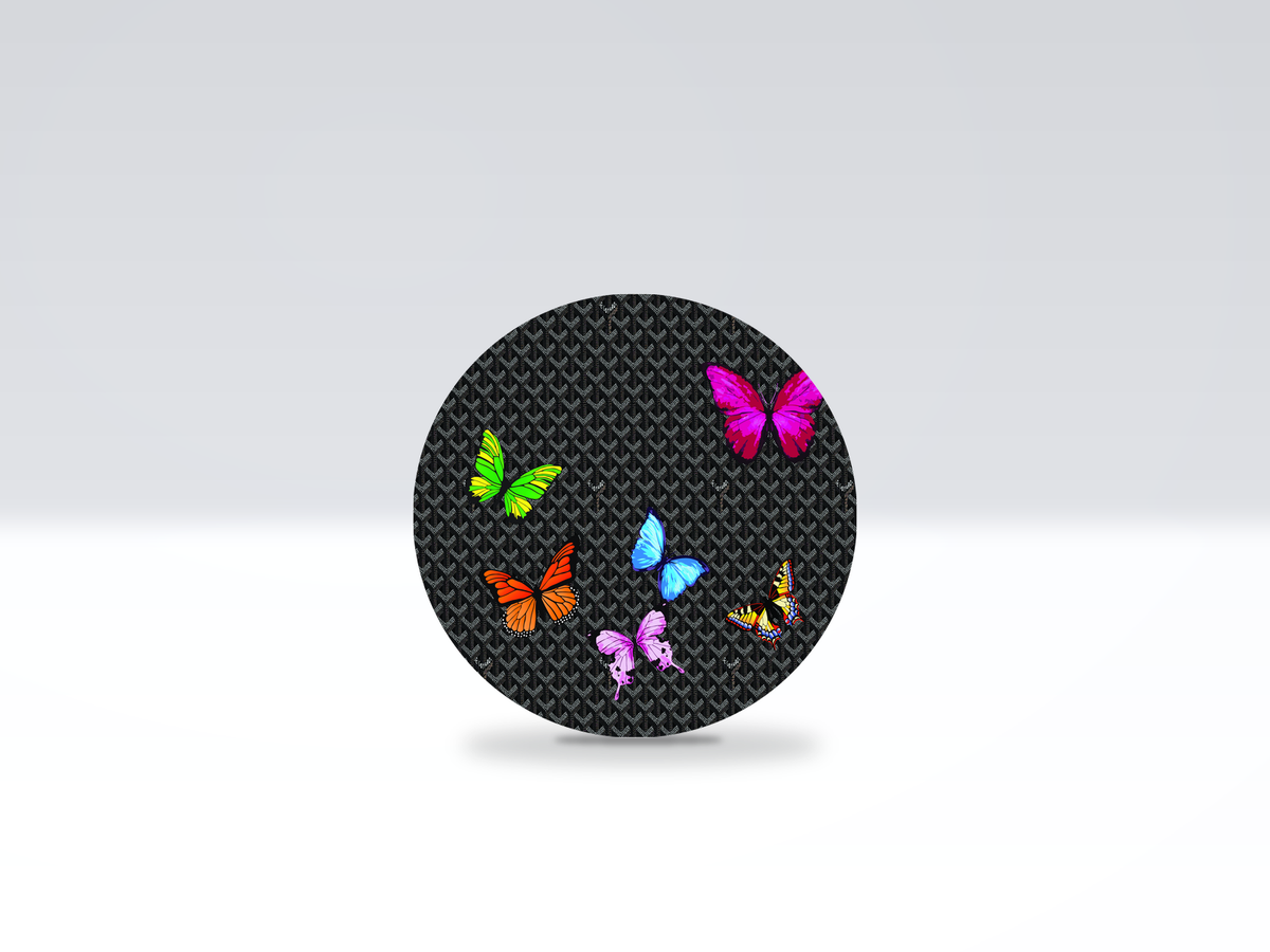 16-inch acrylic Lazy Susan in Black Pattern With Butterflies pattern