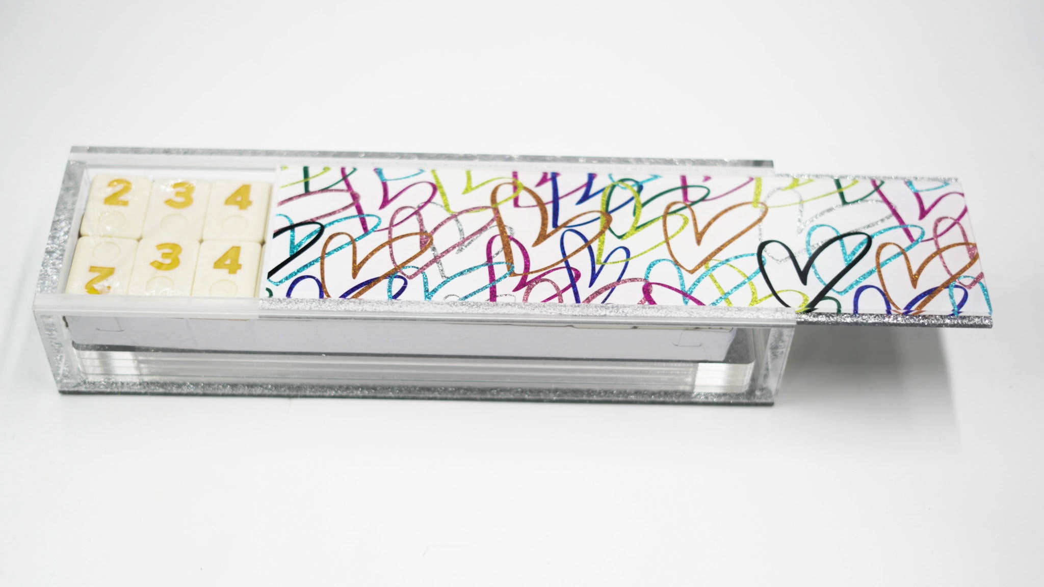 White Multi-Colored Hearts