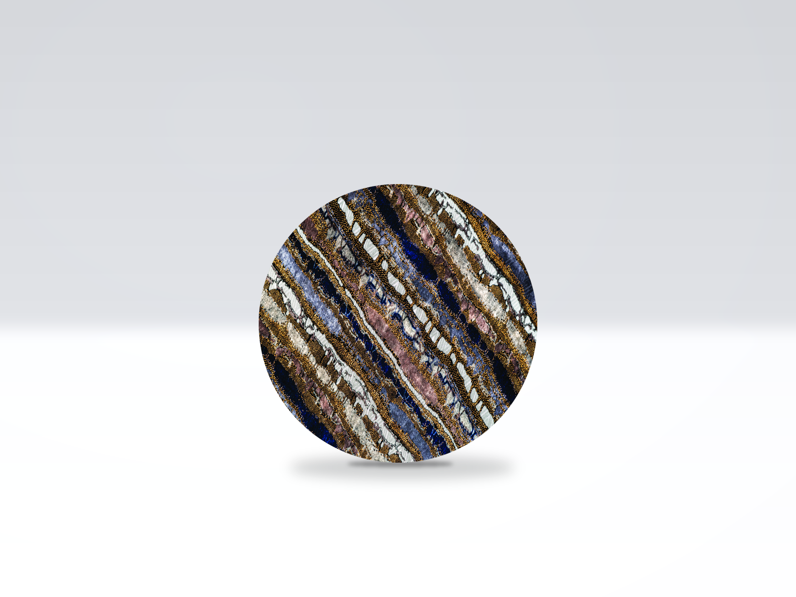 16-inch acrylic Lazy Susan in Angle Navy & Brown pattern