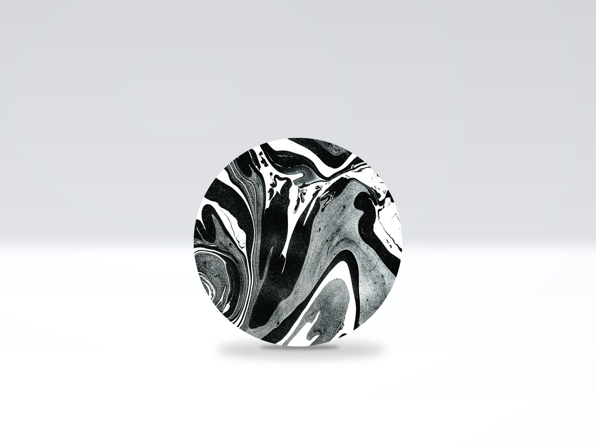 16-inch acrylic Lazy Susan in Black & White Swirl pattern
