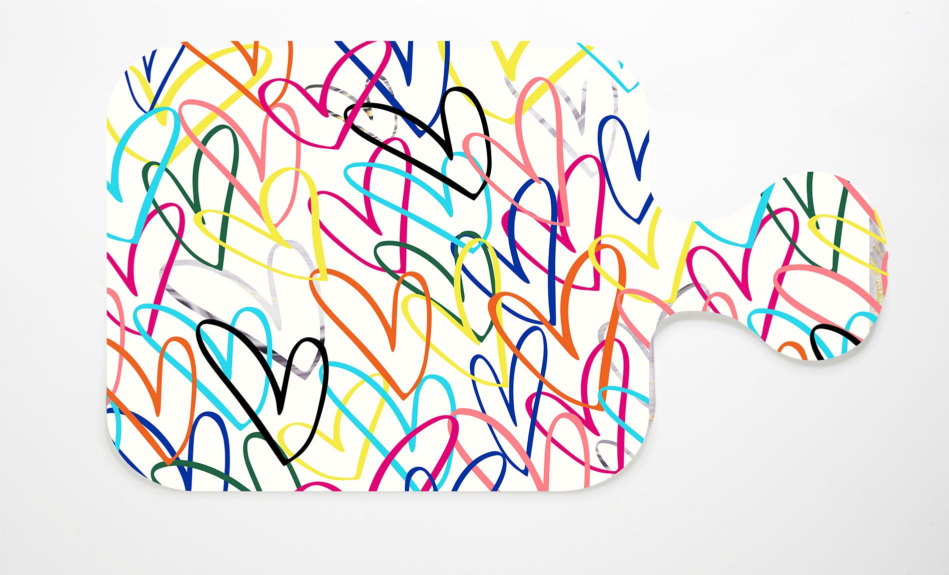 Multi-Colored Glitter Hearts (White))
