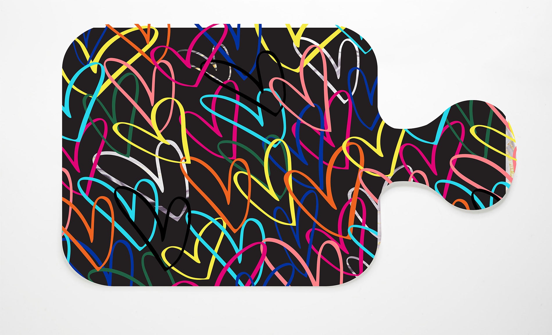 Multi-Colored Glitter Hearts (black)