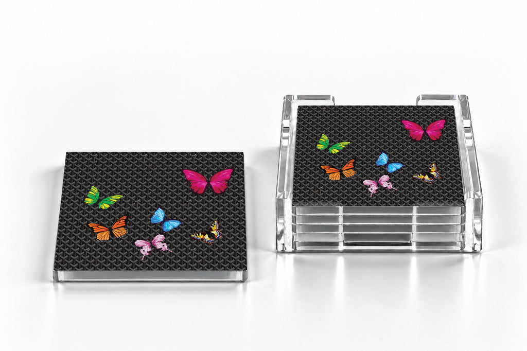 Black Pattern with Butterflies