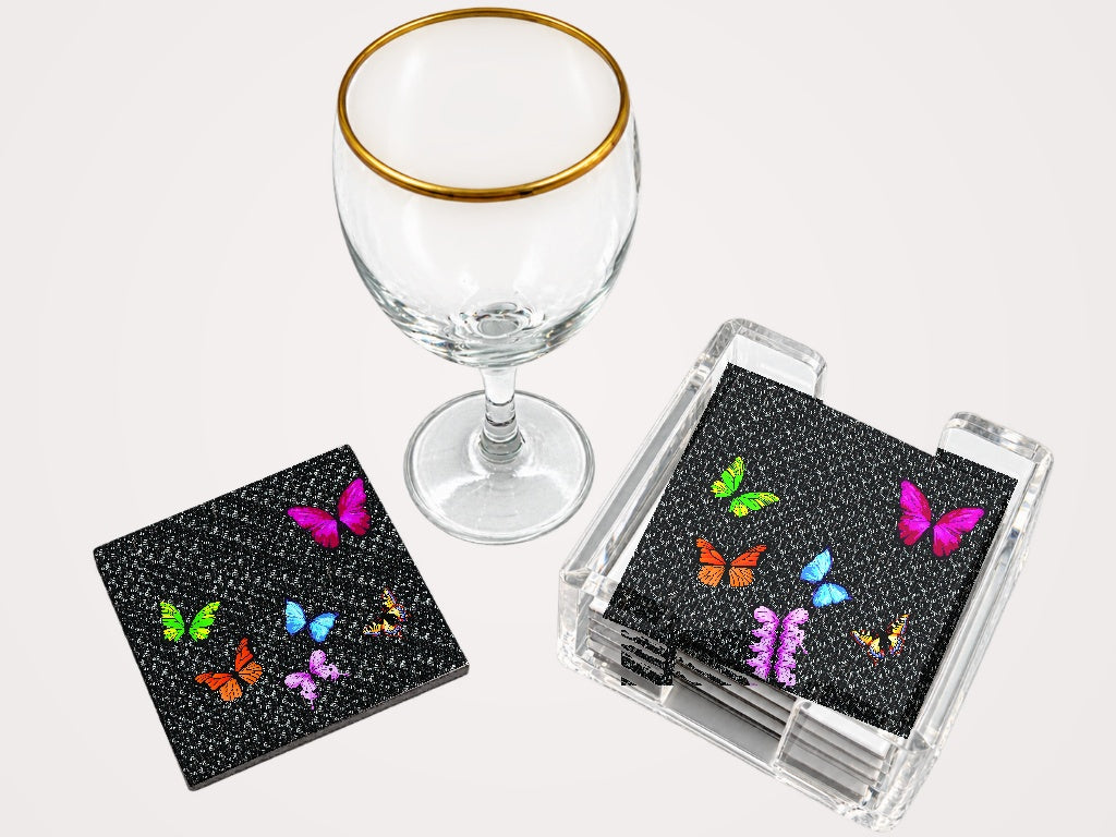 Black Pattern with Butterflies
